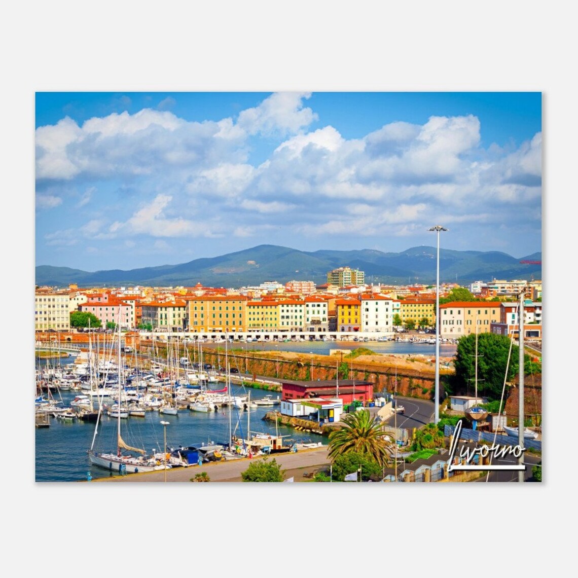Livorno Italy Harbor Marina Boats Photo Tuscany Travel Poster