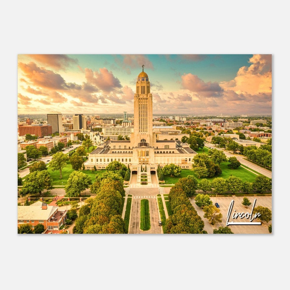 Lincoln Nebraska Poster Print Cityscape Travel Photo