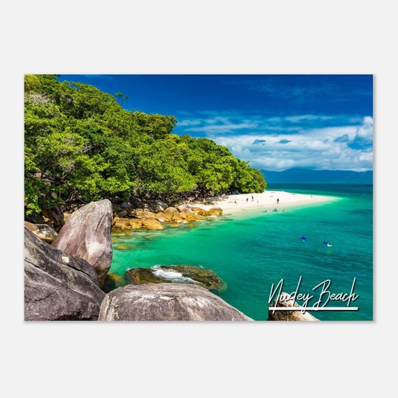 Nudey Beach Australia Travel Poster Wall Art Home Decor Fitzroy Island Print Barrier Reef Turquoise Water Photo