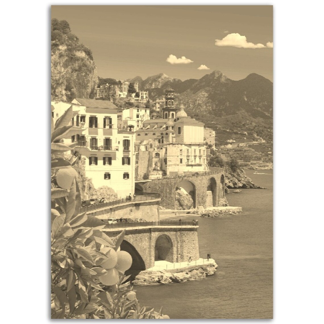Vintage Amalfi Coast Travel Poster, Retro Italy