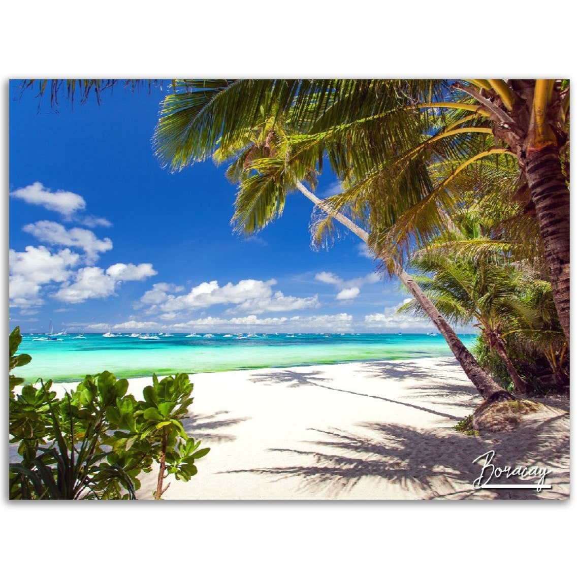 Boracay Beach White Sand Palm Trees Tropical Paradise Travel Poster