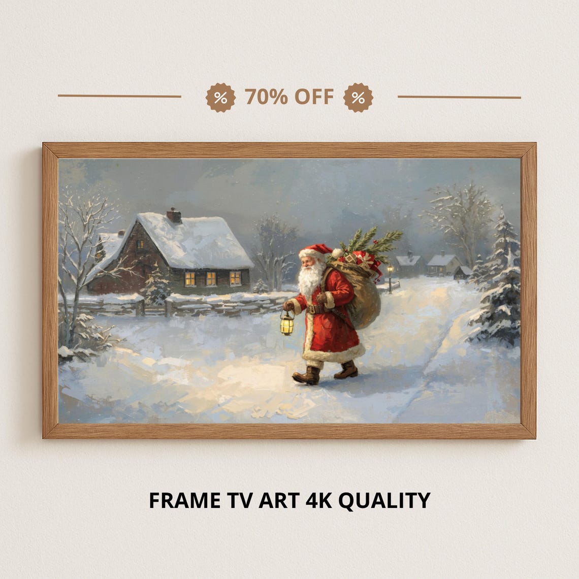 Samsung Frame Tv Art Santas Lantern Walk On Christmas Eve