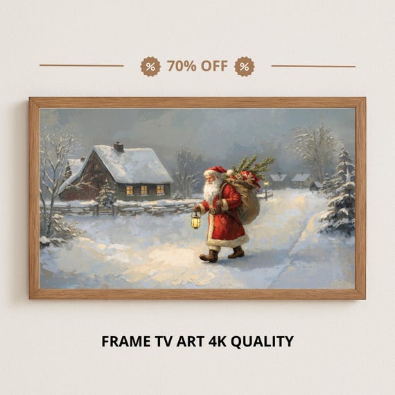 Samsung Frame Tv Art Santas Lantern Walk On Christmas Eve