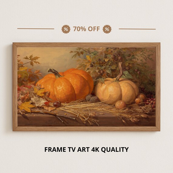 Samsung Frame Tv Art Pumpkins And Autumn Leaves