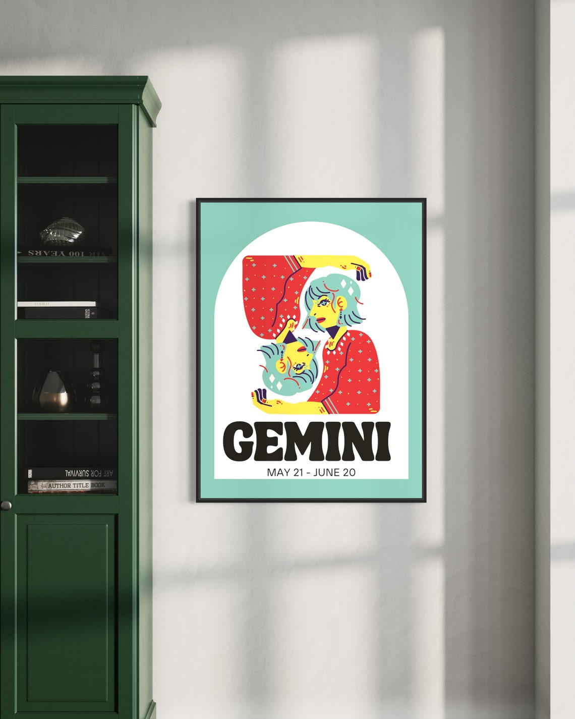 Gemini Zodiac Sign Retro Twins May June Astrology Art Poster