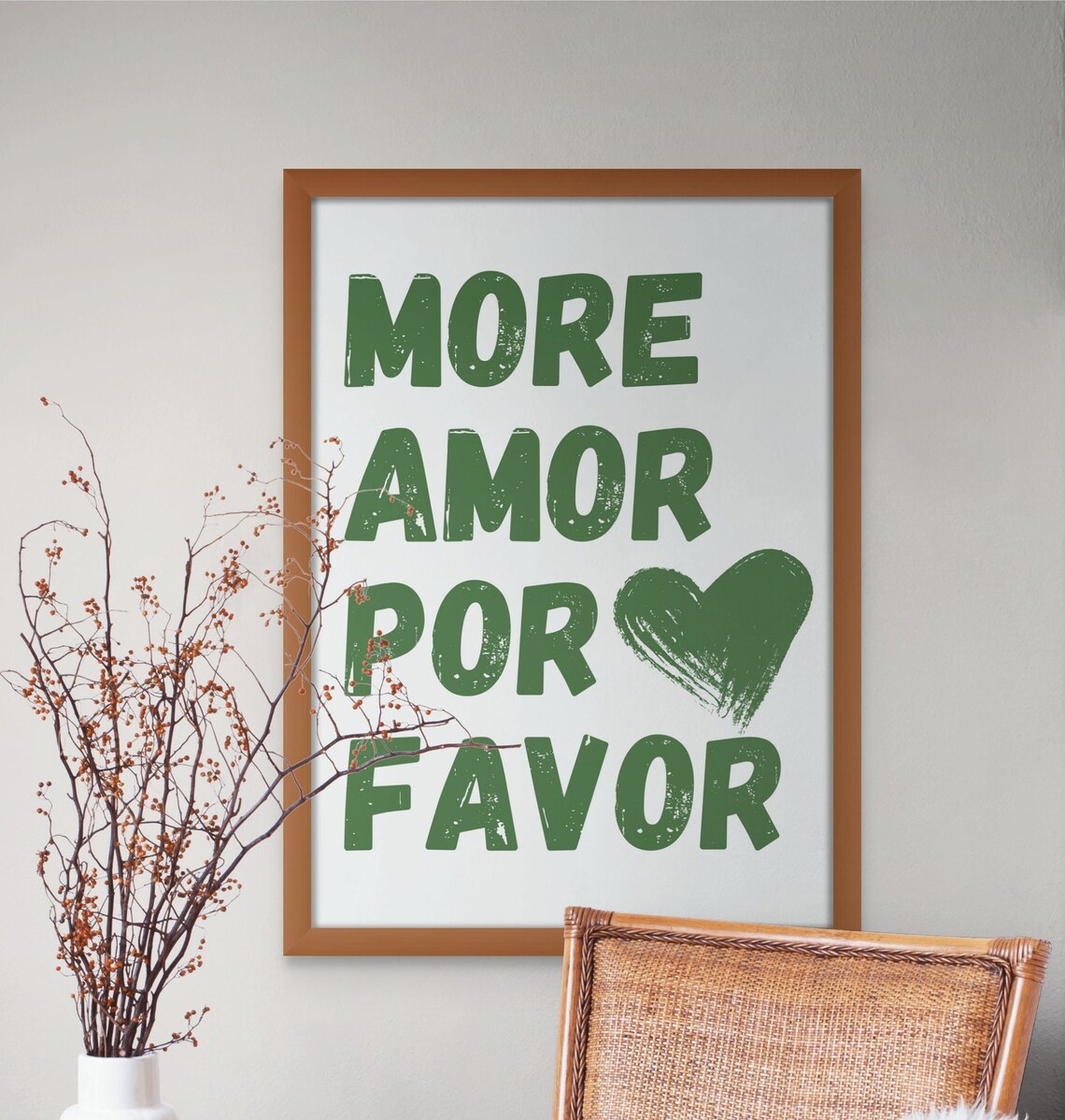 More Amor Por Favor Green Spanish Love Quote Heart Art Poster - Image 4