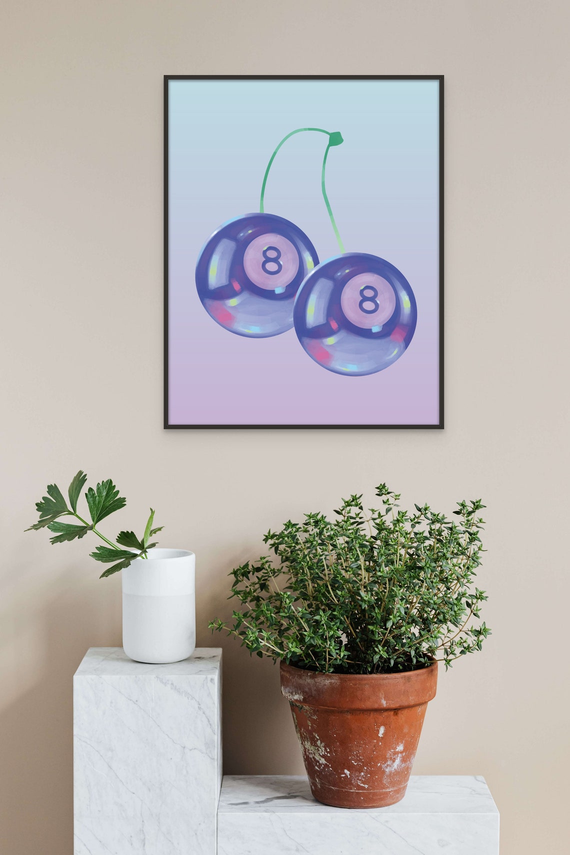 Cherry 8 Ball Art Print Preppy Poster Trendy Vintage Pool Wall Decor - Image 4