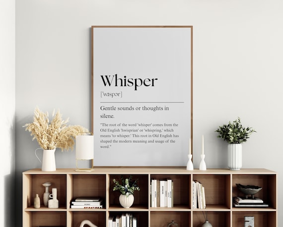 Whisper Definition Dictionary Style Minimalist Word Art Poster