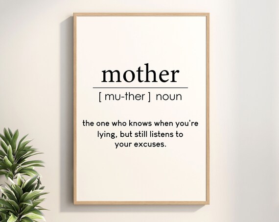Mother Definition Dictionary Style Funny Family Keepsake Gift Poster