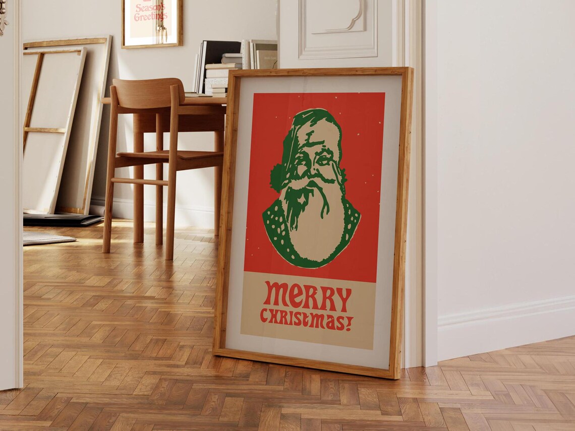 Retro Santa Print, Christmas Kitchen Wall Art - Image 3
