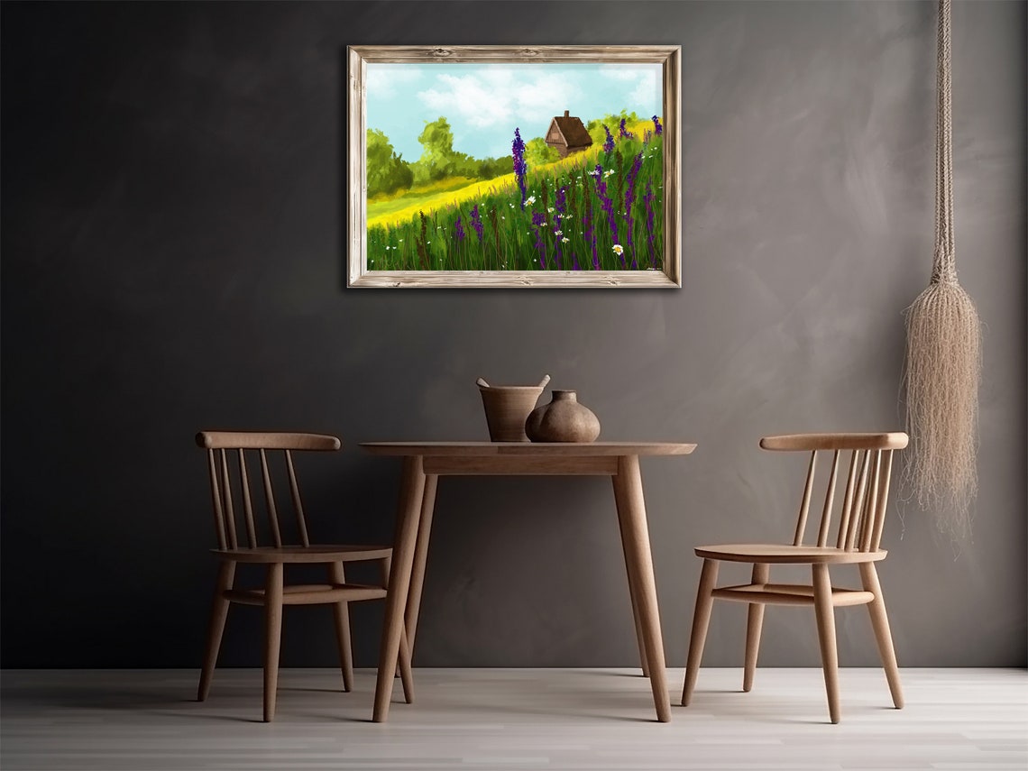 Green Pastoral Wall Art Farmhouse Antique Wall Decor Jpg Poster Art Landscape Oil Painting - Image 3