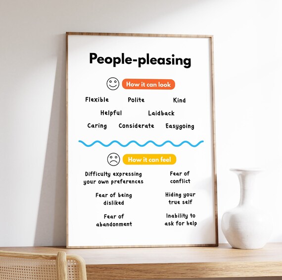 People Pleasing How It Looks Versus How It Feels Therapy Poster