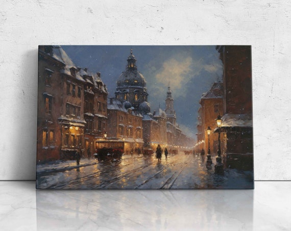 Snow Covered Bavaria Germany Modern Impressionist Oil Painting On Print Ready To Hang