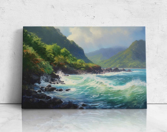 Hana Hawaii Coast Modern Oil Painting Art Print