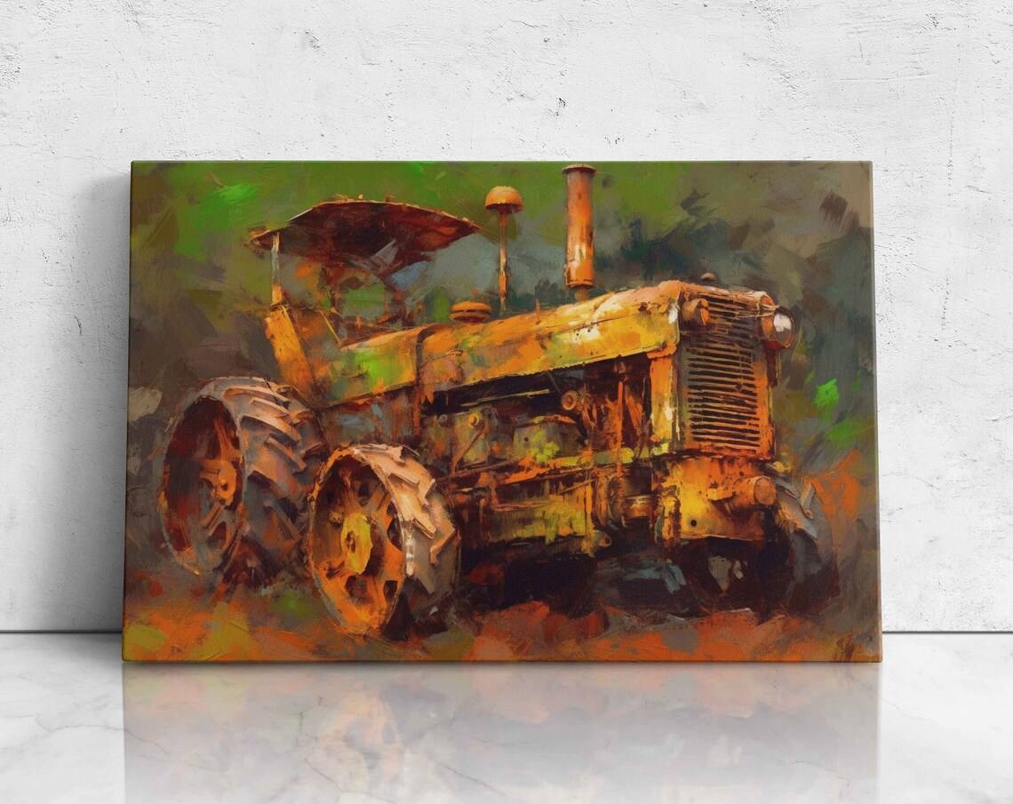 Abstract Textured Tractor Painting, Wall Art Print