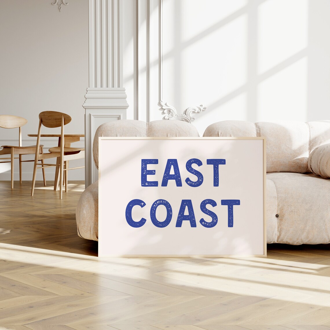 East Coast Navy Blue Vintage Typography Coastal College Poster - Image 2