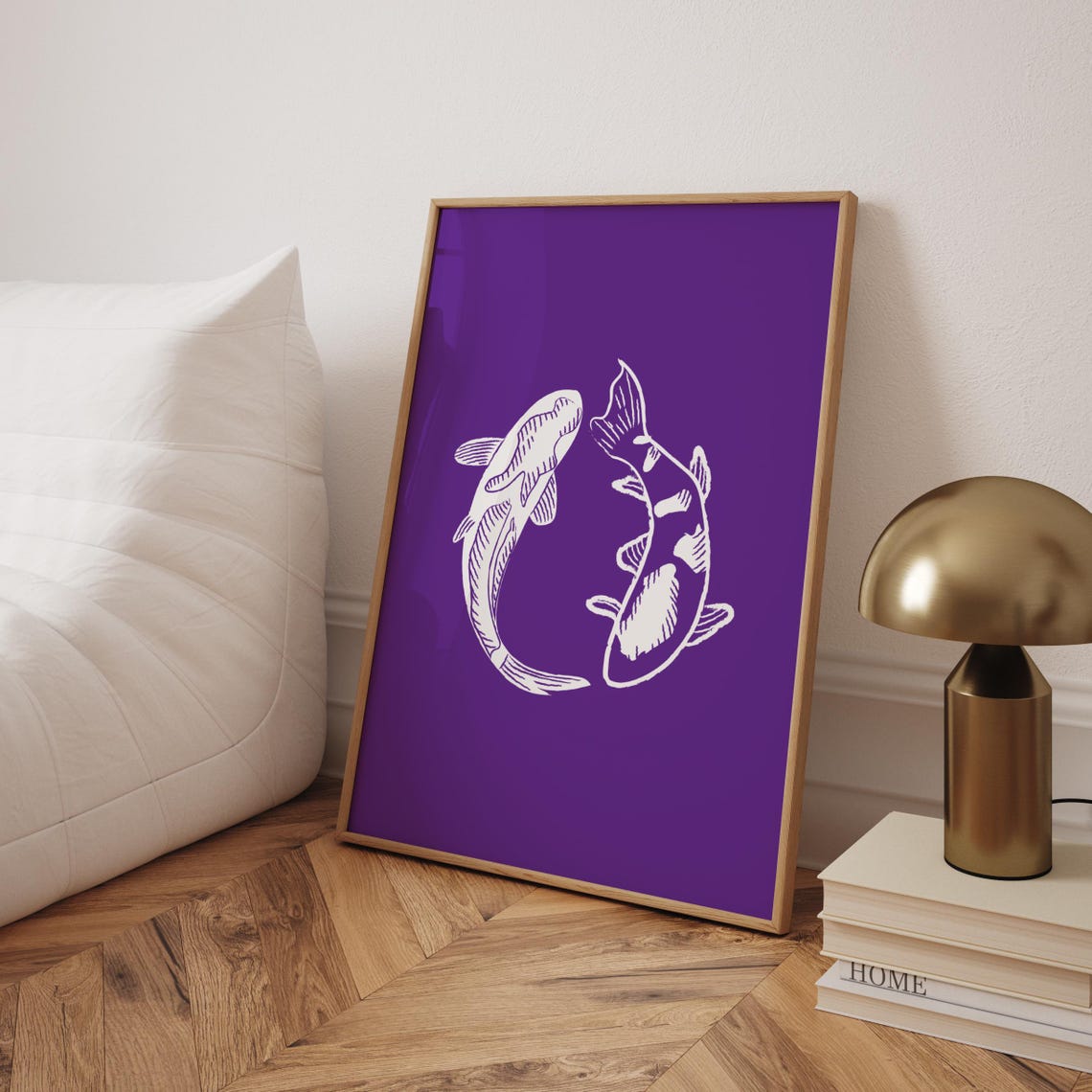 Purple Koi Fish Yin Yang Minimalist Japanese Style Office Poster