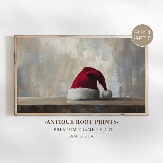 Red Santa Hat Still Life Minimalist Winter Holiday Painting Poster
