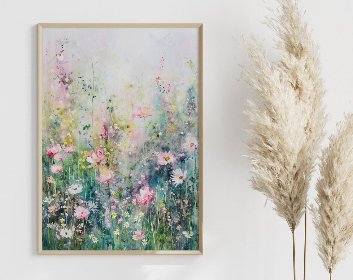 Colorful Flower Meadow Abstract Poster, Floral Art