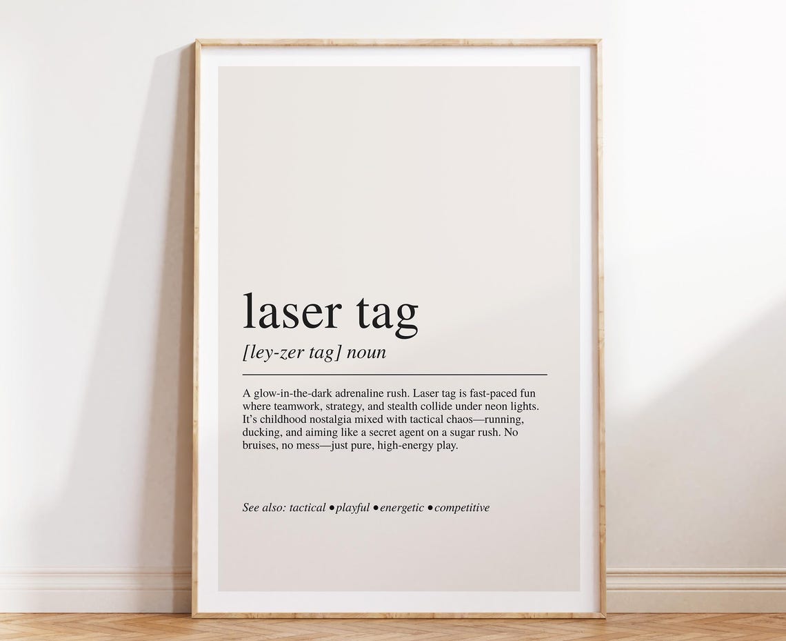 Laser Tag Definition Neon Hobby Dictionary Typography Poster