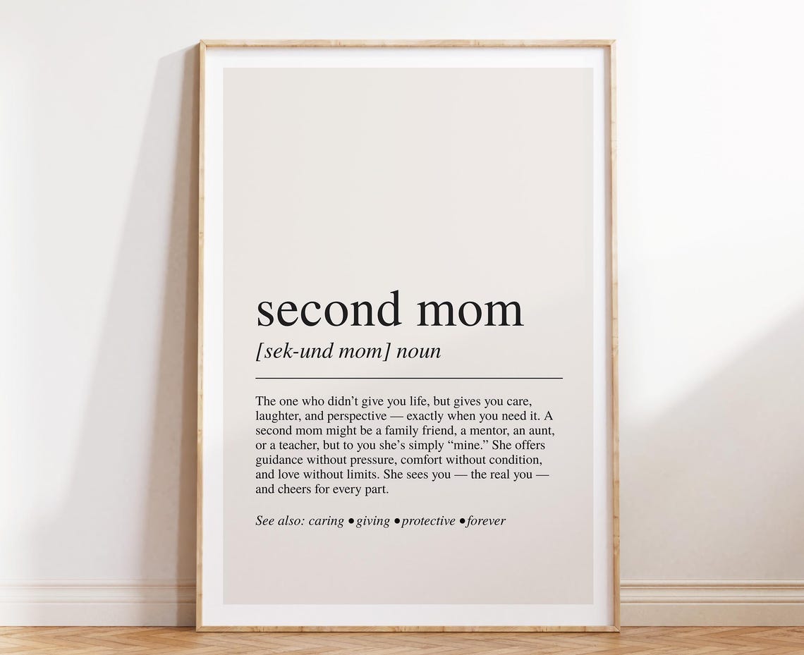 Second Mom Dictionary Definition Word Art Bonus Mom Gift Poster