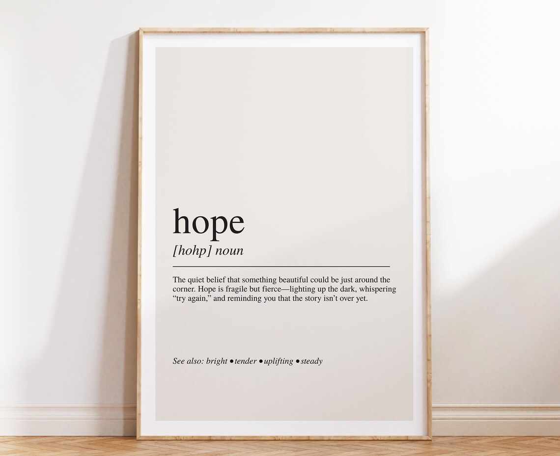 Hope Definition Motivational Typography Art Print