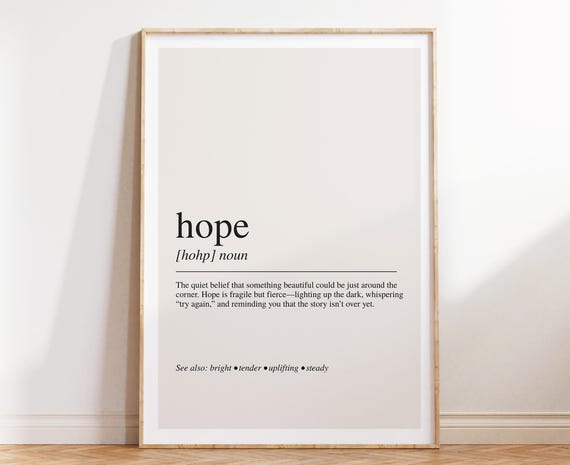 Hope Definition Motivational Typography Art Print