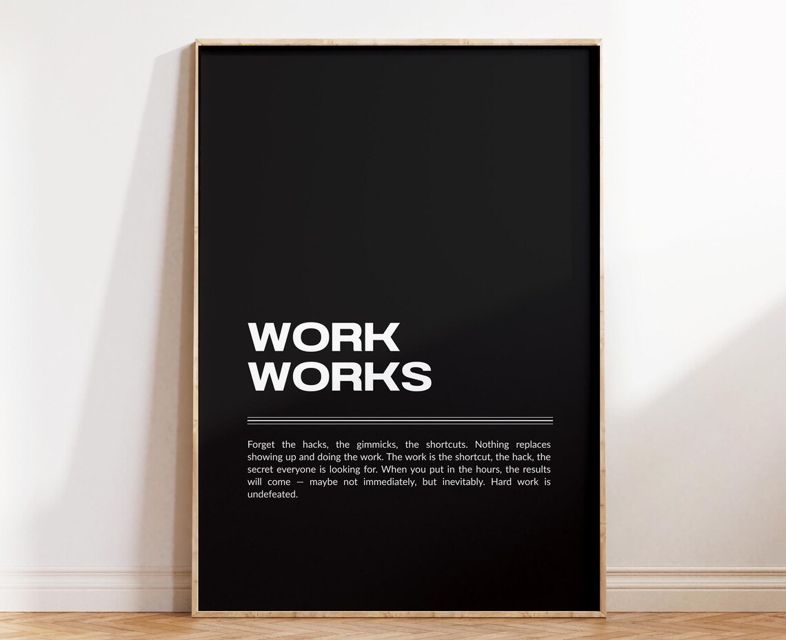 Work Works Motivation Print Gym Quote Poster Inspirational Typography Wall Art
