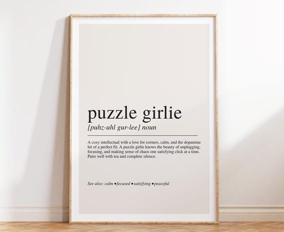 Puzzle Lover Definition Art Print, Girlie Wall Art