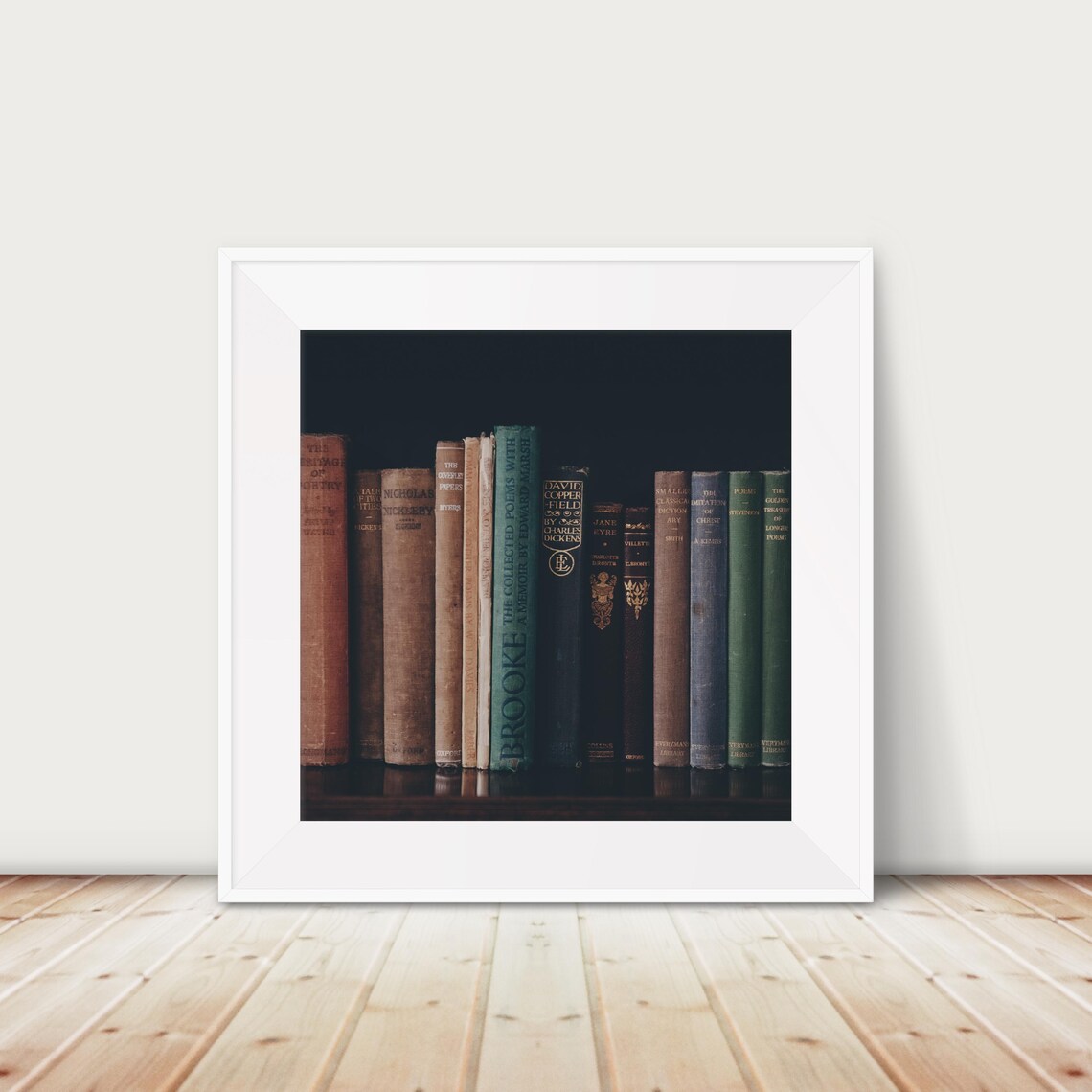 Vintage Bookshelf Photograph Art Print, Literary Decor