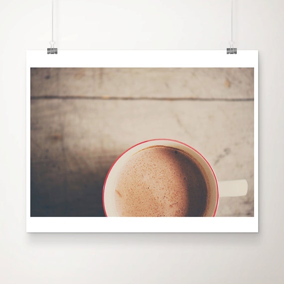 Food Photography Hot Chocolate Print Coffee Rustic Kitchen Decor Photograph Farmhouse Cafe