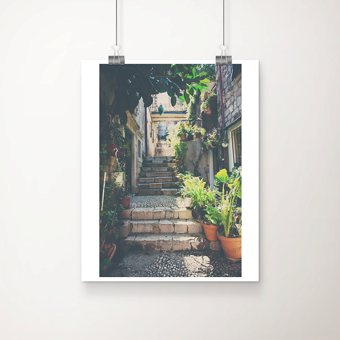 Dubrovnik Croatia Old Town Sunlit Stone Stairs Photography Poster