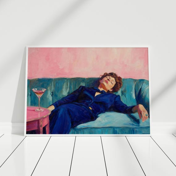 Retro Woman Wall Art Bar Lounge Decor Print Instant