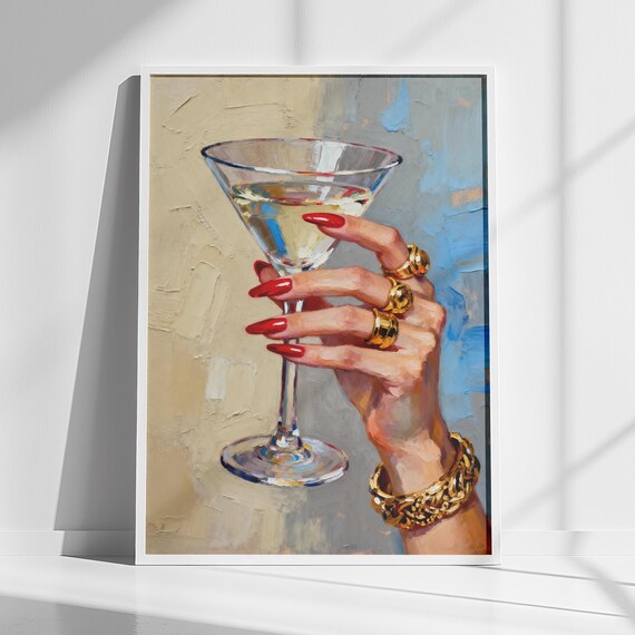 Vintage Glam Bar Cart Decor Art Print