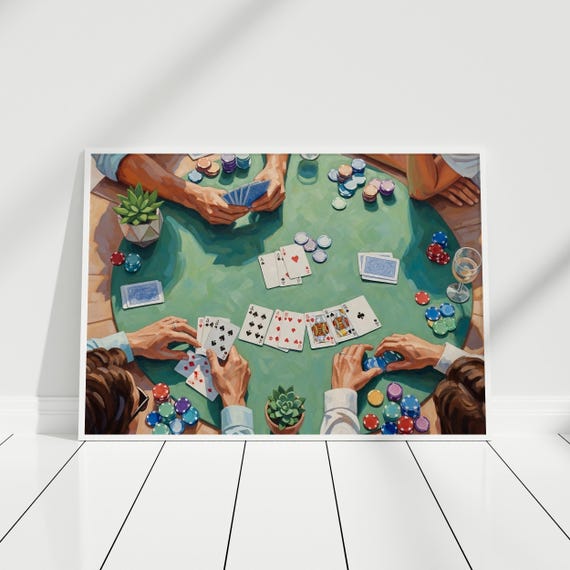 Vintage Poker Wall Art Game Room Decor Print