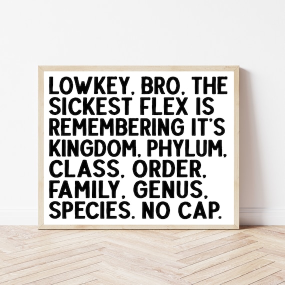 Lowkey Bro The Sickest Flex Is Biology Taxonomy Science Poster