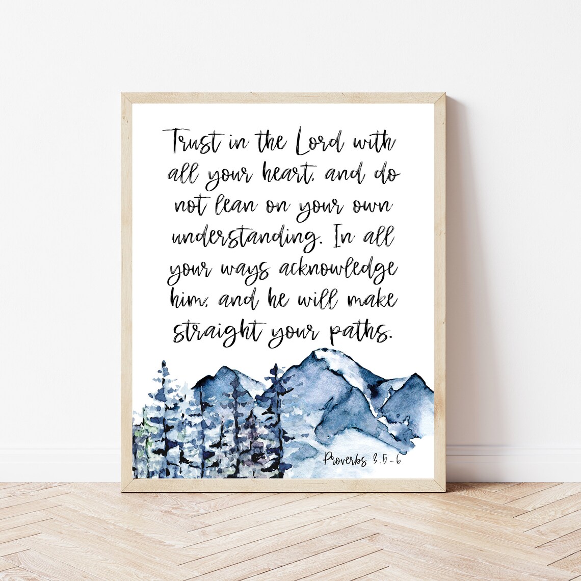 Trust In The Lord With All Your Heart Proverbs 356 Mountain Scripture Poster