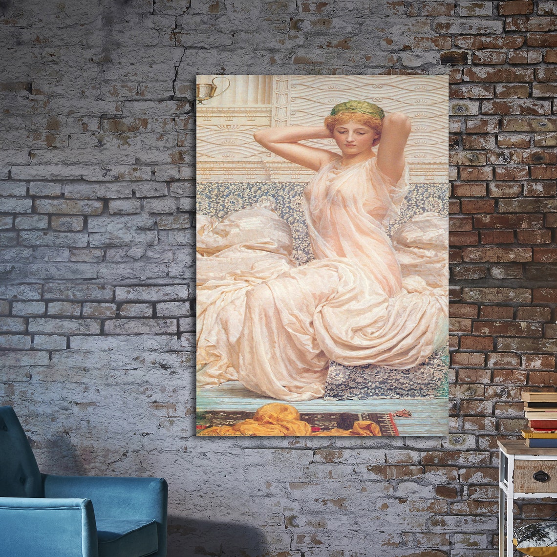 Albert Joseph Moore Silver Classical Beauty White Drapery Poster - Image 2