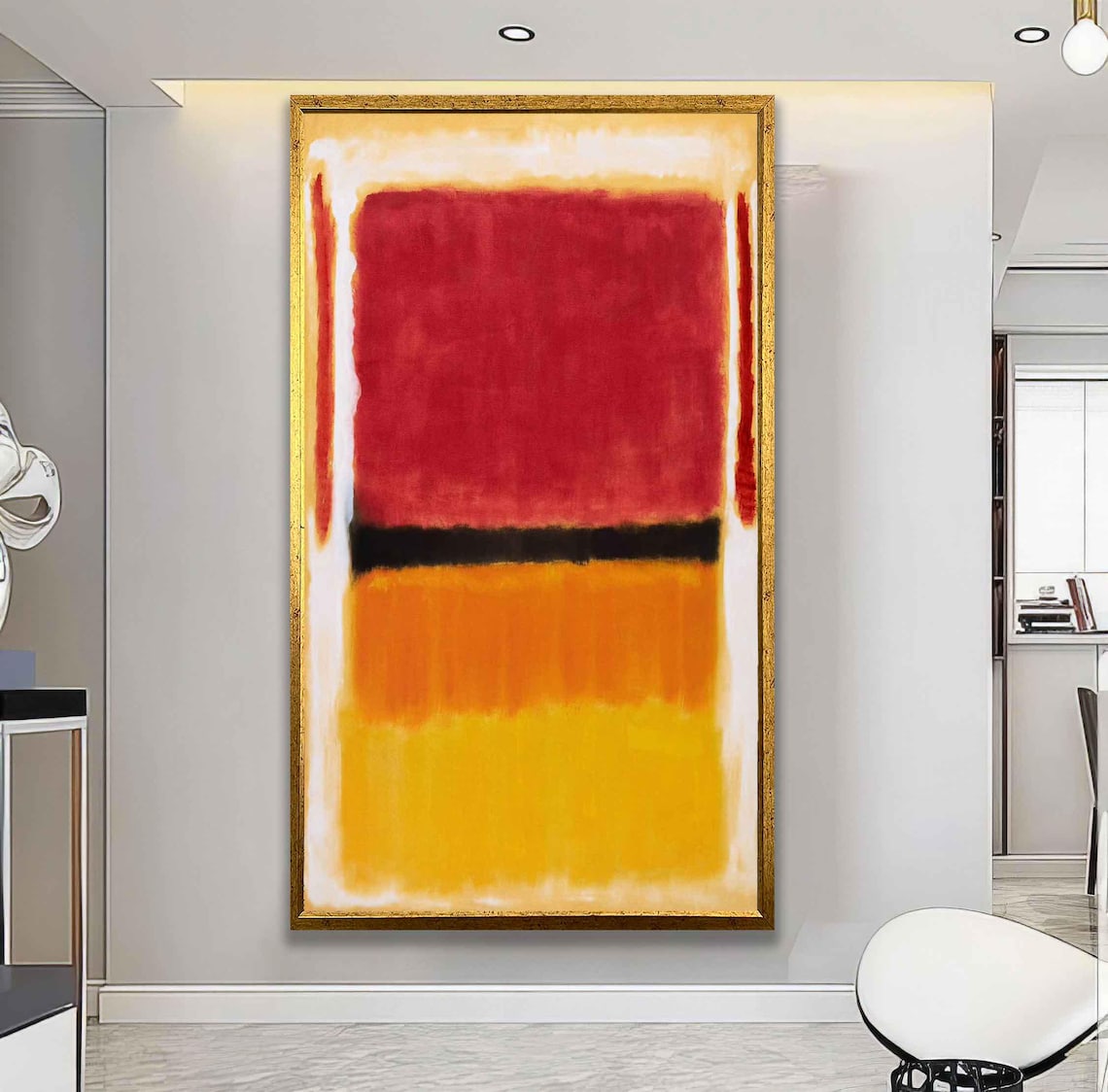 Rothko Style Red Orange Color Field Abstract Museum Exhibition Wall Art