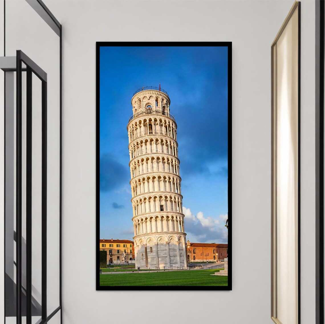 Pisa Leaning Tower Italy Blue Sky Landmark Photography Poster