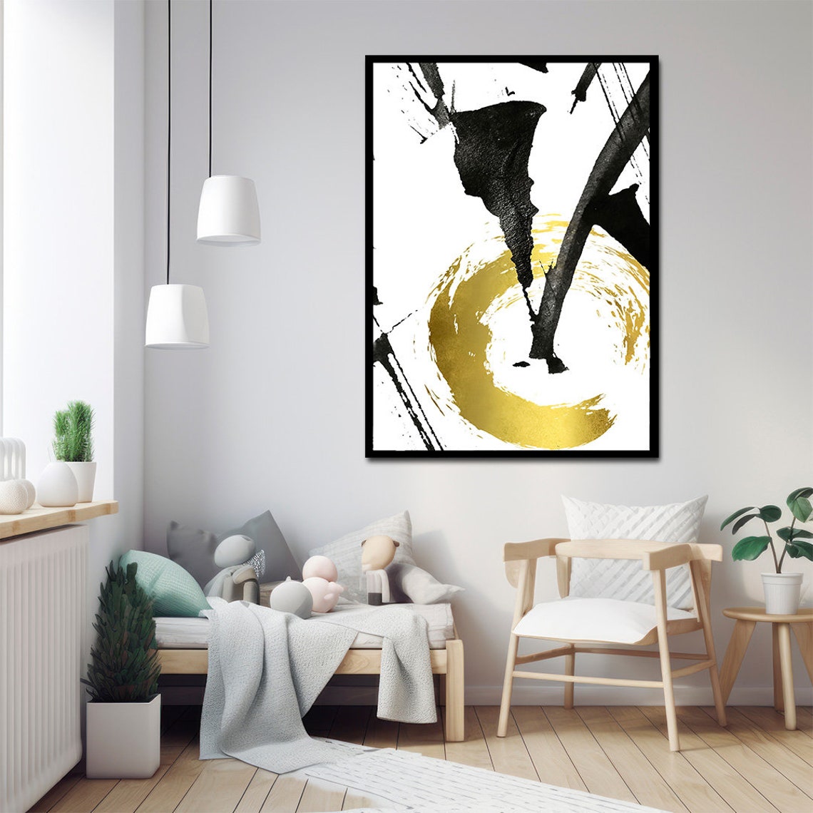 Abstract Painting With Gold Rings Abstract Wall Decor Modern Abstract Painting Modern Wall Art With Geometric Patterns - Image 3