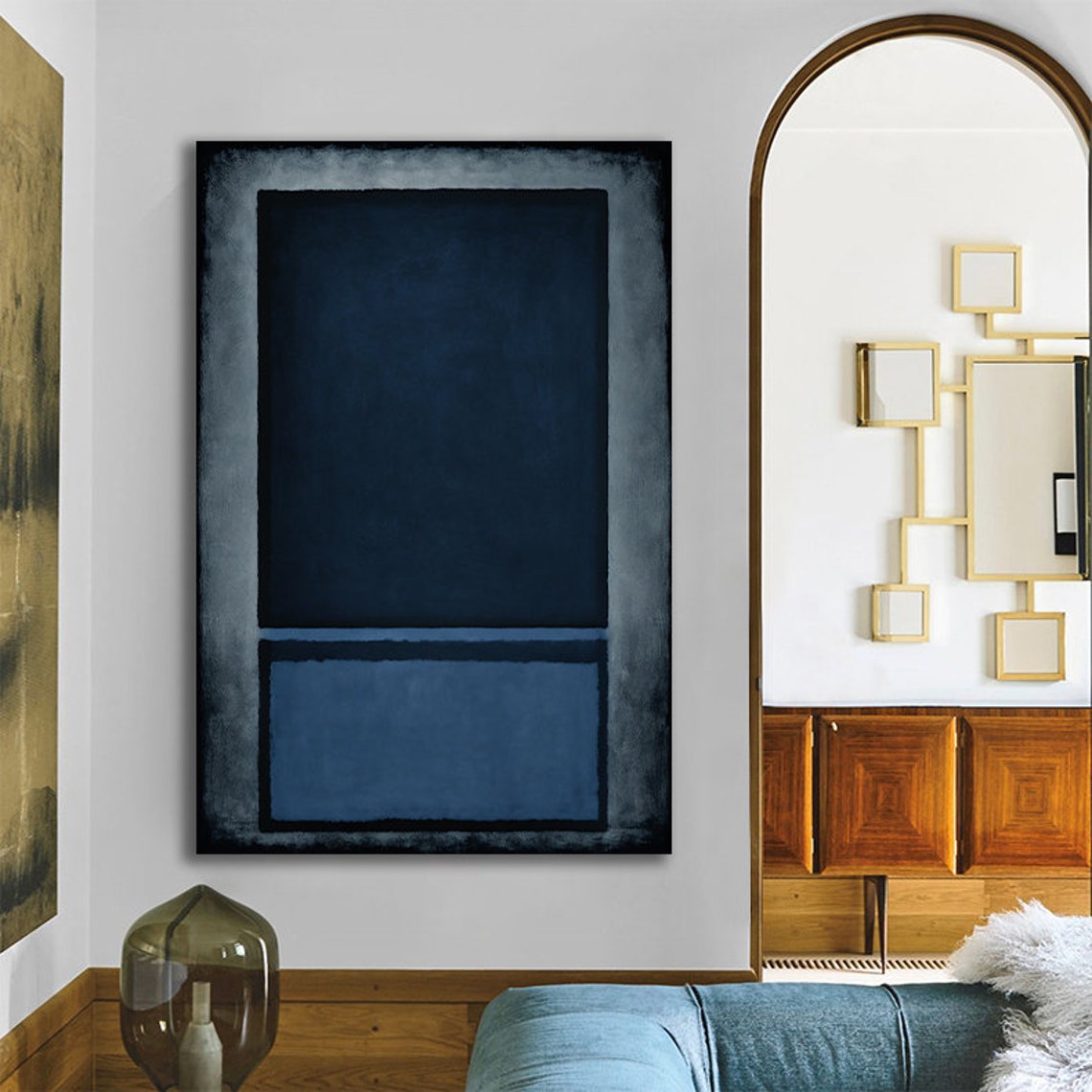 Rothko Style Deep Navy Blue Color Field Minimalist Abstract Art Print