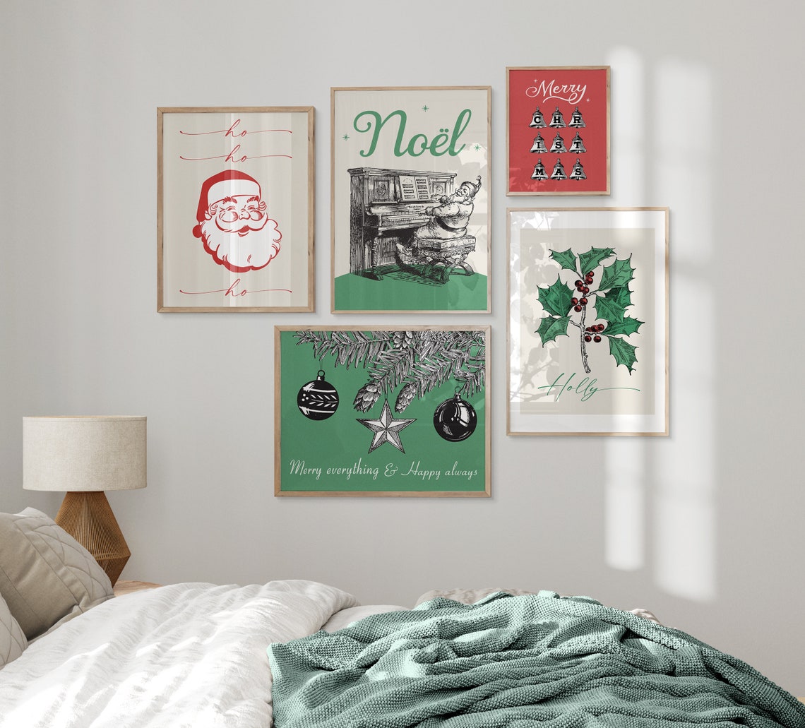 Merry Everything Happy Always Quote Pine Ornaments Green Wall Art - Image 2