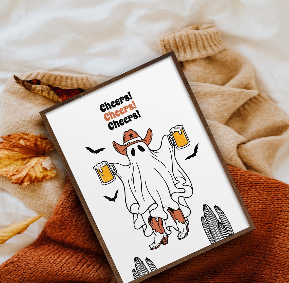 Ghost Beer Cheers Quote Art, Western Kitchen Poster - Image 4