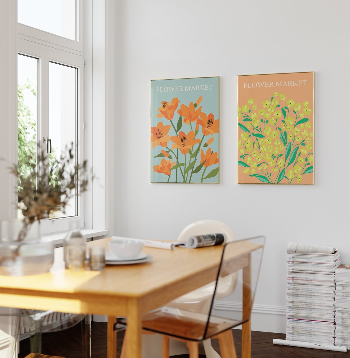 Flower Market Yellow Wildflowers Peach Botanical Boho Art Print - Image 2