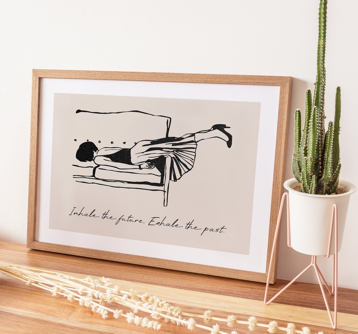 Inhale Exhale Quote Print Inspirational Quote Minimalist Wall Art Abstract Woman Art Female Portrait Art Woman Drawing Print - Image 3