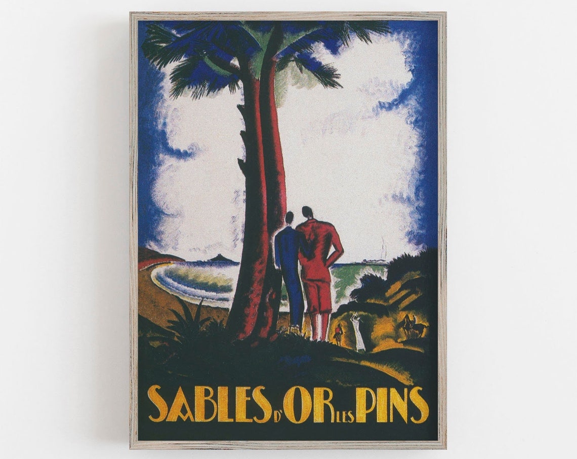 Sables d'Or les Pins Brittany France Vintage Coastal Travel Poster