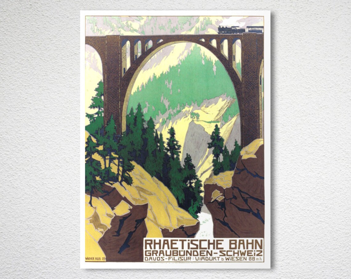 Rhtische Bahn Graubnden Schweiz Vintage Travel Poster - Image 2