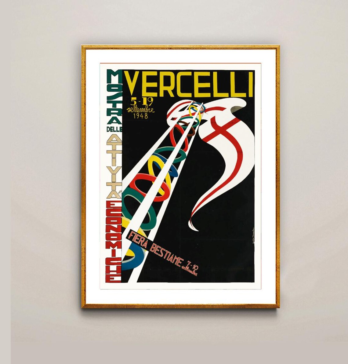 Mostra Delle Attivit Economiche Fiera Bestiame Vercelli Italy Vintage Travel Poster Travel Memoris Print Gift Idea Wall Decor - Image 2