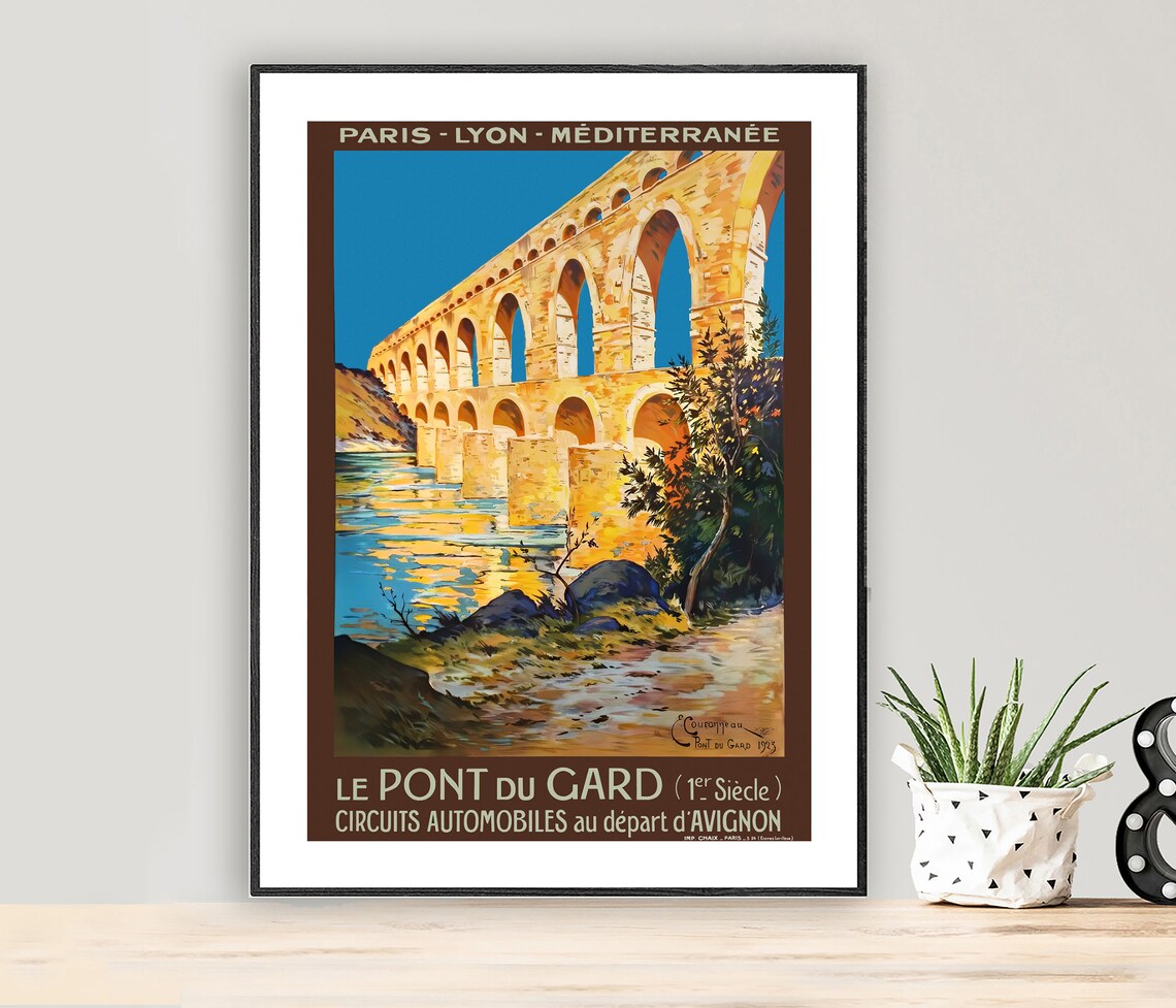 Le Pont Du Gard France Vintage Travel Poster